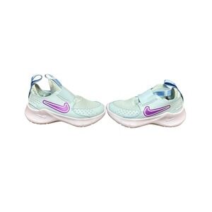 NEW Nike Kids Shoes Size 8c Aqua Purple Swoosh Easy On Sneakers‎